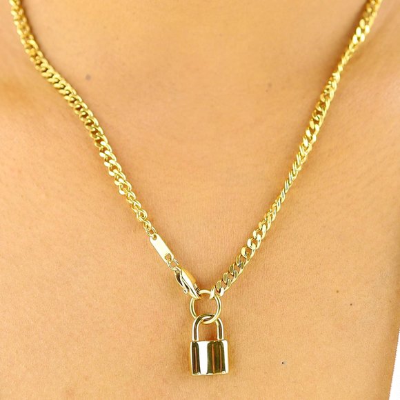 Lume Projects Jewelry - Sanaya Padlock Chain Gold Necklace